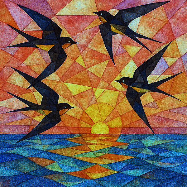 Rondini che volano sul mare